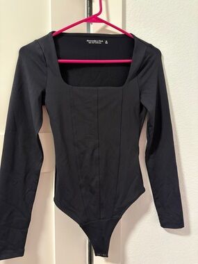 Abercrombie & Fitch Black Square Neck Long Sleeve Bodysuit